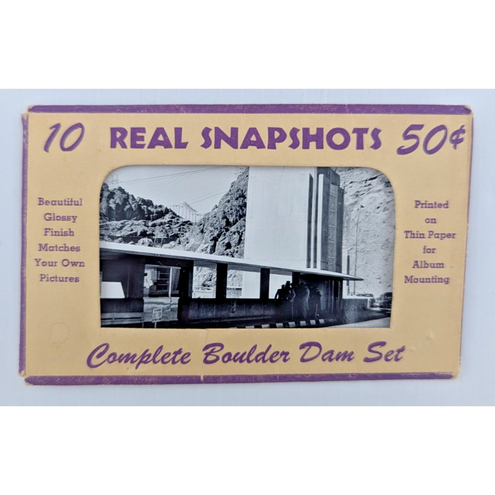 Vintage 10 Real Snapshots Complete Boulder Dam Set Dessert Souvenir Supply